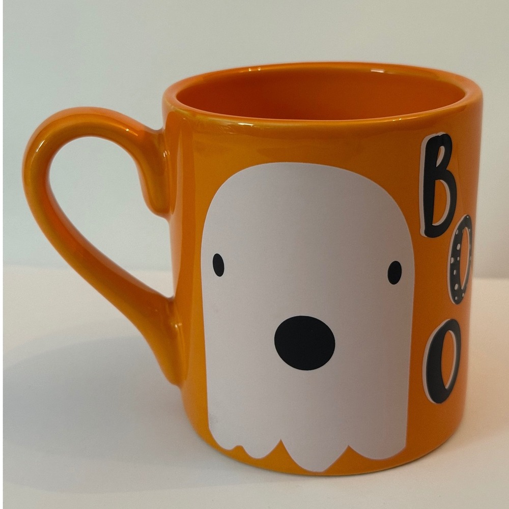 Holiday‎ Home Halloween Mug Orange Ghost Boo Coffee Cup Double Sided
